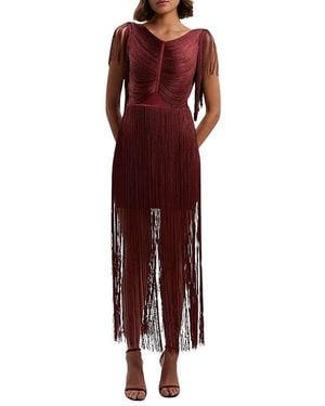 Karen Millen Draped Fringe Mini Dress - Purple