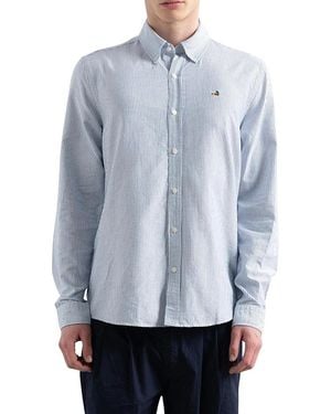 Edmmond Studios Duck Logo Striped Oxford Shirt - Blue