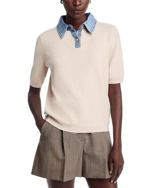 Sioni Denim Collared Short Sleeve Sweater - Multicolor