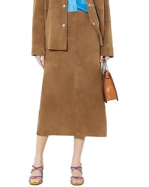 MAX&Co. Suede Column Midi Skirt - Natural