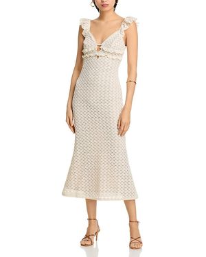 Aqua Crocheted Midi Dress - Natural