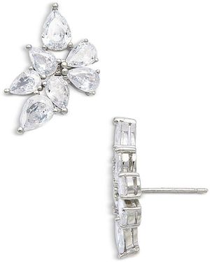 Aqua Cluster Earrings - White