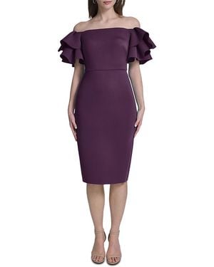 Eliza J Off-The-Shoulder Ruffle Sleeve Sheath Dress - Purple