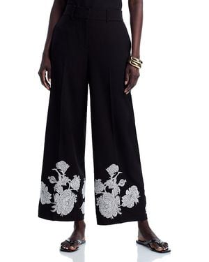 Tahari Isla Embroidered Ankle Pants - Black
