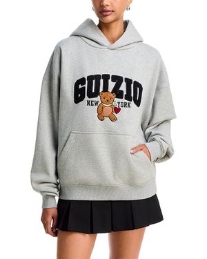 Danielle Guizio Logo Teddy Hoodie Sweatshirt - Gray