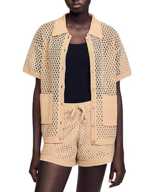 Sandro Strass Short Sleeve Cardigan - Natural