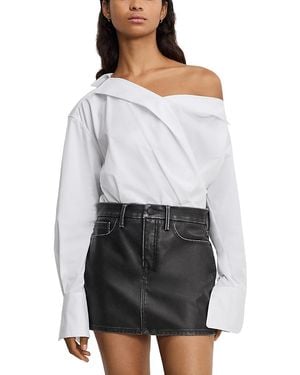 GOOD AMERICAN Off Shoulder Poplin Bodysuit - Gray