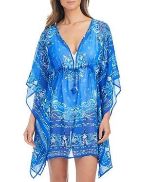 Bleu Rod Beattie Deep V Cover Up Caftan - Blue