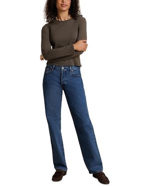 PERFECTWHITETEE Jamie Cotton Long Sleeve Tee - Blue