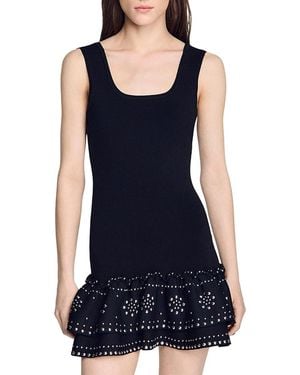 Sandro Dalya Studded Knit Mini Dress - Blue