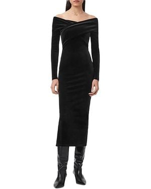 AllSaints Delta Velvet Midi Dress - Black