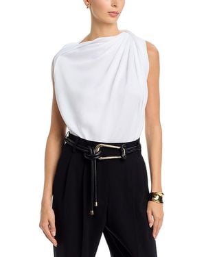 Michael Kors Satin Charmeuse Draped Top - White