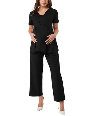 Marion Wide Leg Maternity Work Pant - Black