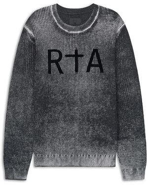 RTA Ethan Glitch Crew Neck Sweater - Grey