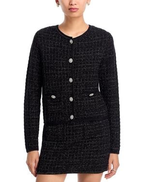 Aqua Crystal Button Cardigan Sweater - Black