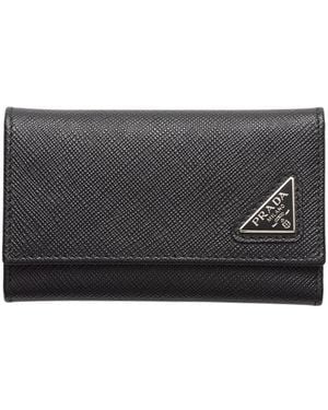 Prada Saffiano Leather Key Case - Gray