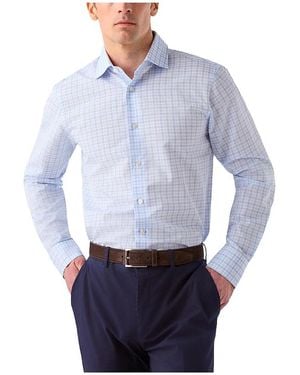 Robert Talbott Reynolds Check Cotton/Linen Contemporary Fit Shirt - Blue