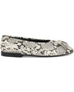 Whistles Cilou Tassel Detail Snake Embossed Ballet Flats - White