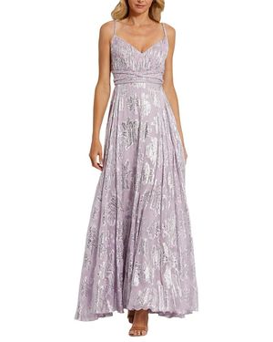 Mac Duggal Braided Strap Ruched Top Gown - Purple