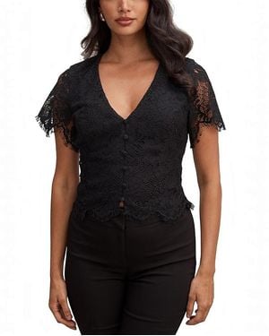 EVER NEW Vienna Lace V Neck Top - Black