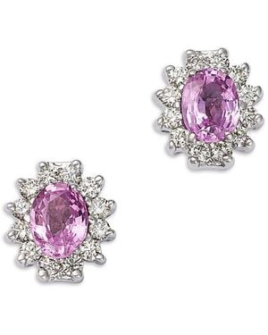 Bloomingdale's Fine Collection Sapphire & Diamond Oval Earrings - Pink