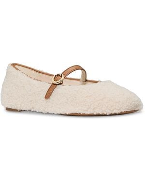 Kate Spade Halo Shearling Mary Jane Flats - Natural