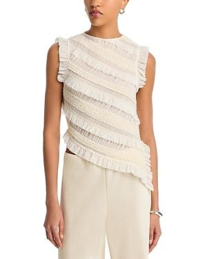 Luvee Ruffled Asymmetrical Hemming Top - Natural