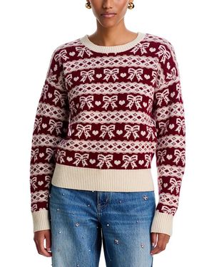LoveShackFancy Opalette Wool Blend Fair Isle Sweater - Red