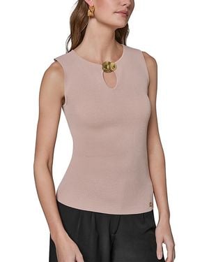 Donna Karan Sleeveless Hardware Sweater - Purple