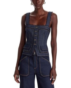 Cinq À Sept Guipure Lace Myra Denim Top - Blue