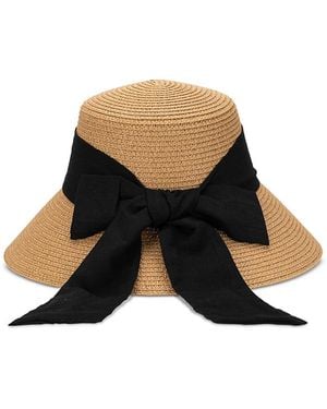 Aqua San Diego Hat Company Scarf & Bow Straw Hat - Black
