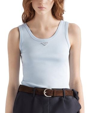 Prada Ribbed Knit Tank Top - Blue