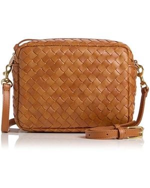 Clare V. Midi Sac Woven Leather Crossbody Bag - Brown