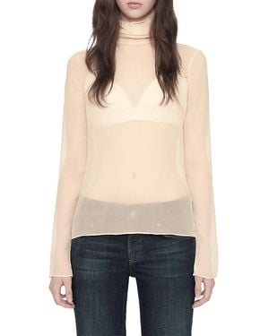 AllSaints Kumi Silk Turtleneck Top - Natural