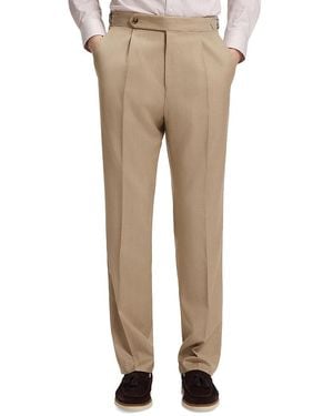 BOSS H-Perino Wool Tapered Fit Pleat Pants - Natural