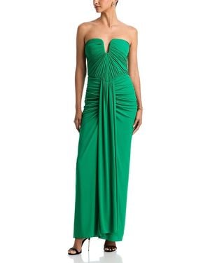 BCBGMAXAZRIA Mathea Strapless Ruched Gown - Green