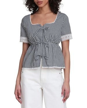 Bagatelle Square Neck Tie Front Top - Blue