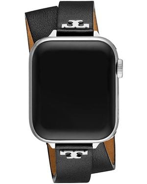 Tory Burch The T Double Wrap Band For Apple Watch, 38-46Mm - Black
