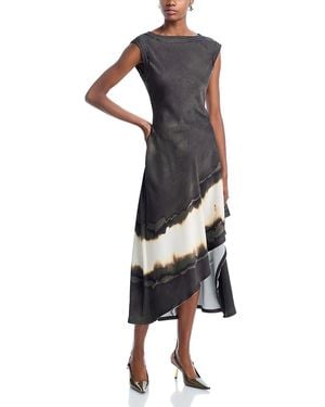 Jason Wu Burned Stripe Satin Midi Dress - Black