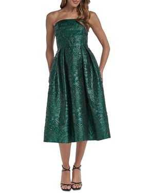 Eliza J Textured Strapless Bustier Midi Dress - Green