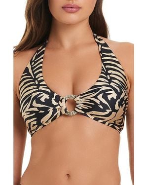 Red Carter O Ring Halter Bikini Top - Black
