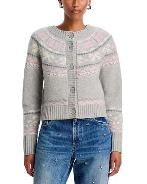 LoveShackFancy Shantae Wool Fair Isle Cardigan - Gray