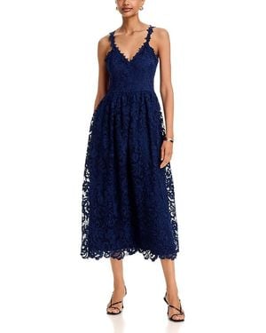 Aqua Lace Drop Waist Midi Dress - Blue