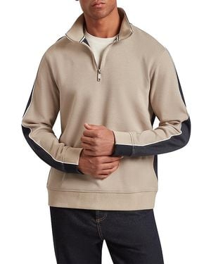 Ted Baker Koven Long Sleeve Two Tone Half Zip Polo - Natural
