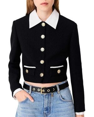 Maje Vilynette Short Tweed Jacket - Black