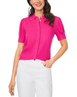 Cece Short Sleeve Scallop Trim Shirt - Pink