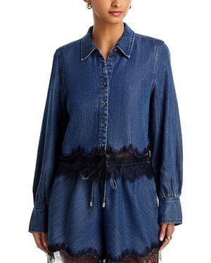 Cinq À Sept Greta Lace Trim Top - Blue