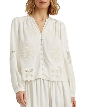Chinti & Parker Linen-Blend Broderie Blouse - White