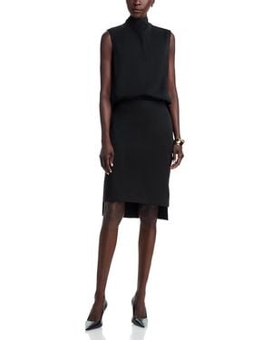 Brandon Maxwell The Noa Mock Neck Blouson Sleeveless Dress - Black