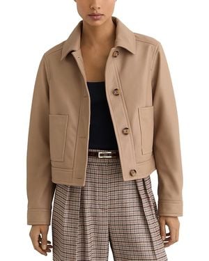 Reiss Petites Sonny Leather Jacket - Brown